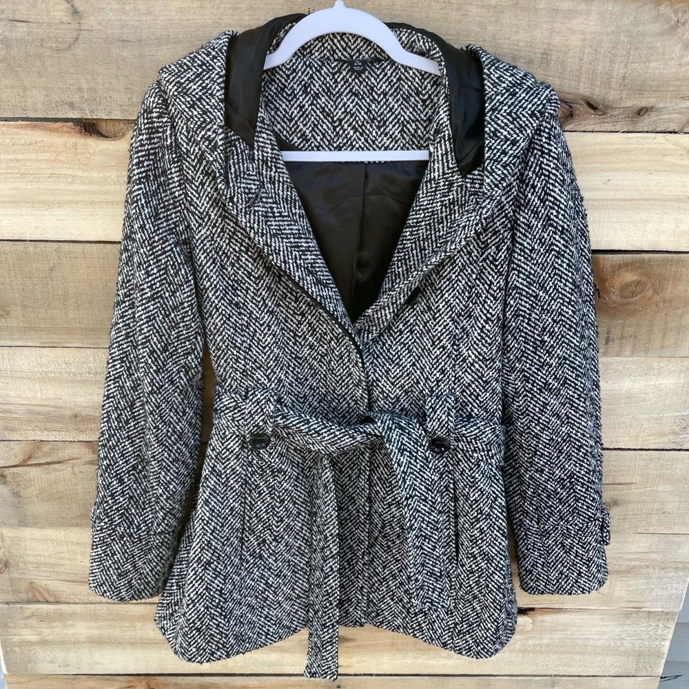 Black & White Peacoat, Dress Jacket, Winter Coat